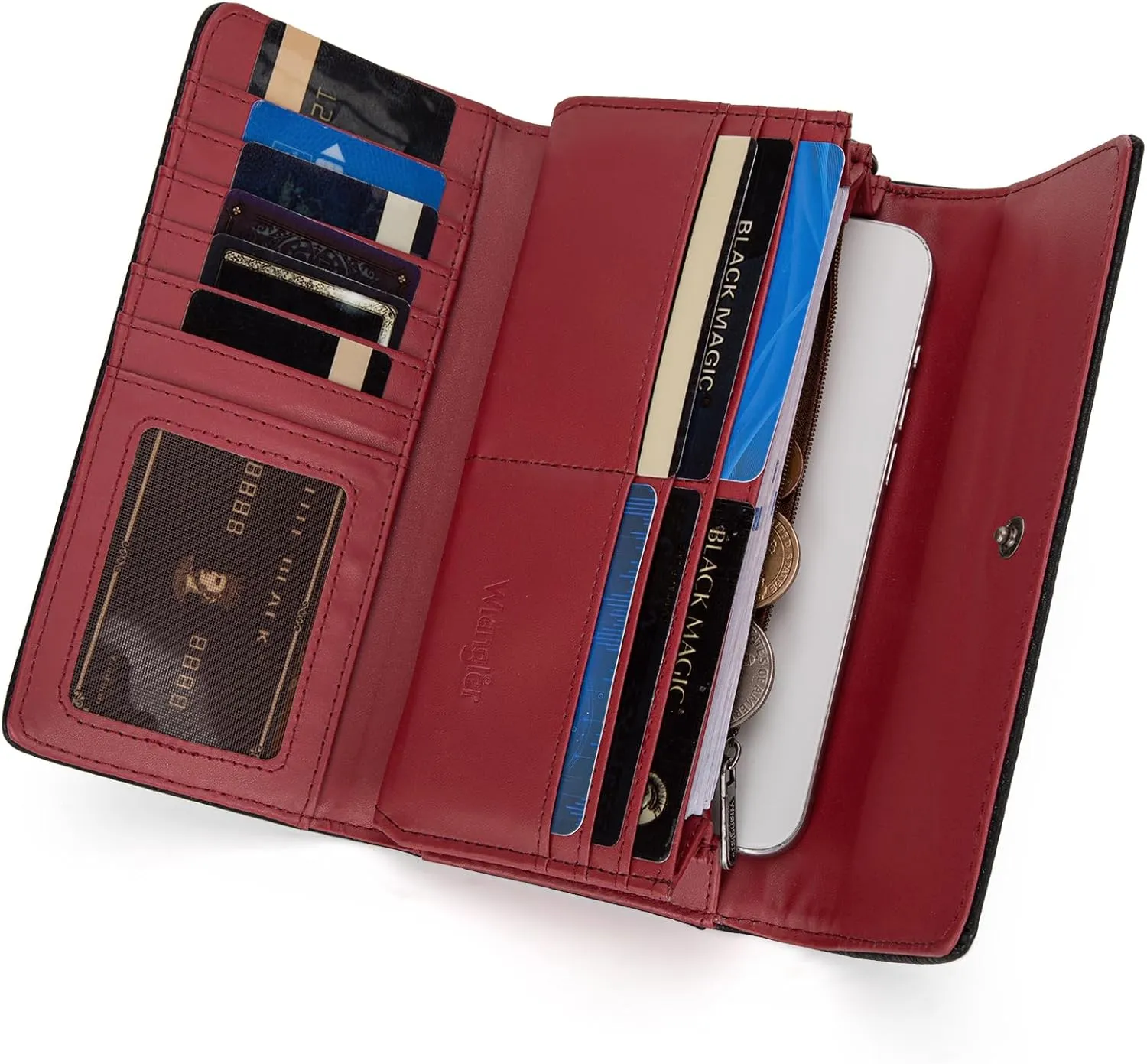 Montana West X Wrangler Wallet for Women Phone Wristlet Wallet Ladies Felame Large Capacity Clutch Wallets with Coin Purse