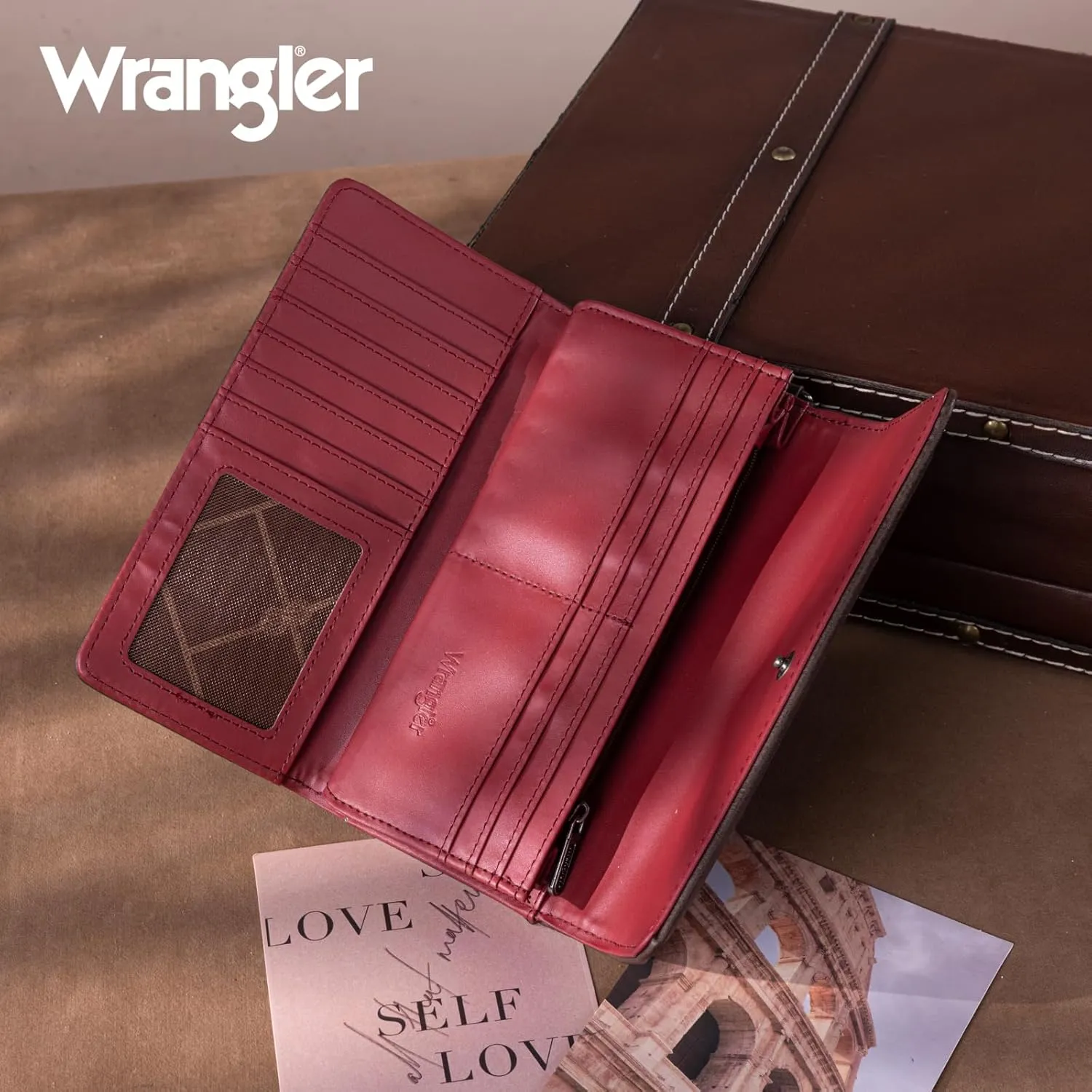 Montana West X Wrangler Wallet for Women Phone Wristlet Wallet Ladies Felame Large Capacity Clutch Wallets with Coin Purse