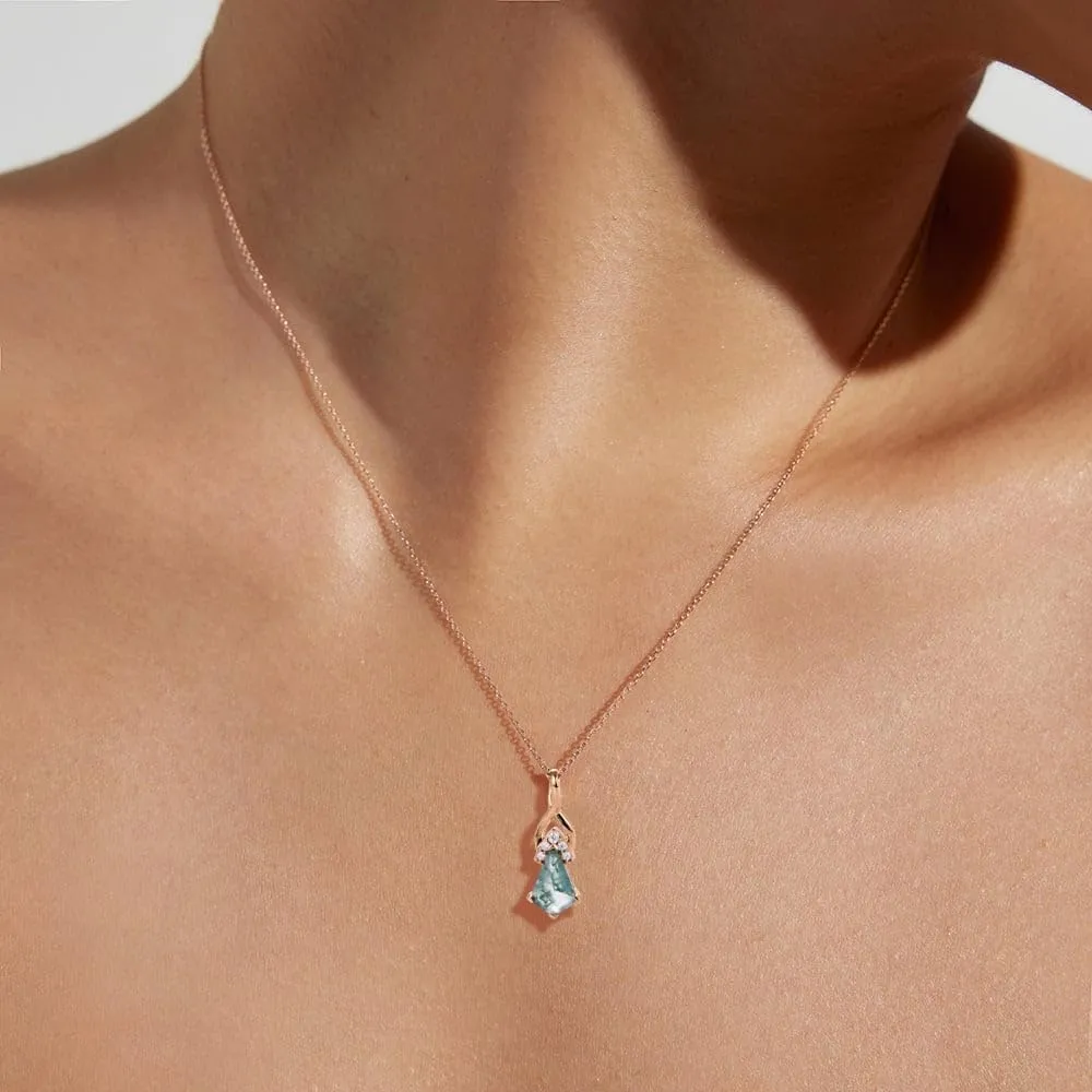 Moss Agate Necklace, 925 Sterling Silver Kite Cut Necklace, Gift For Her
