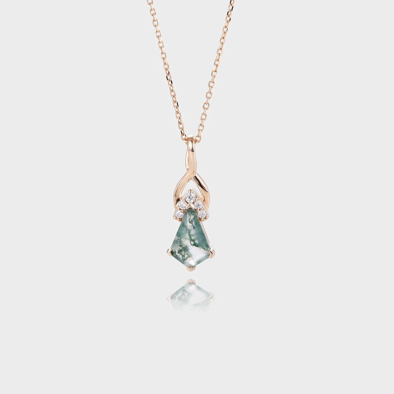 Moss Agate Necklace, 925 Sterling Silver Kite Cut Necklace, Gift For Her