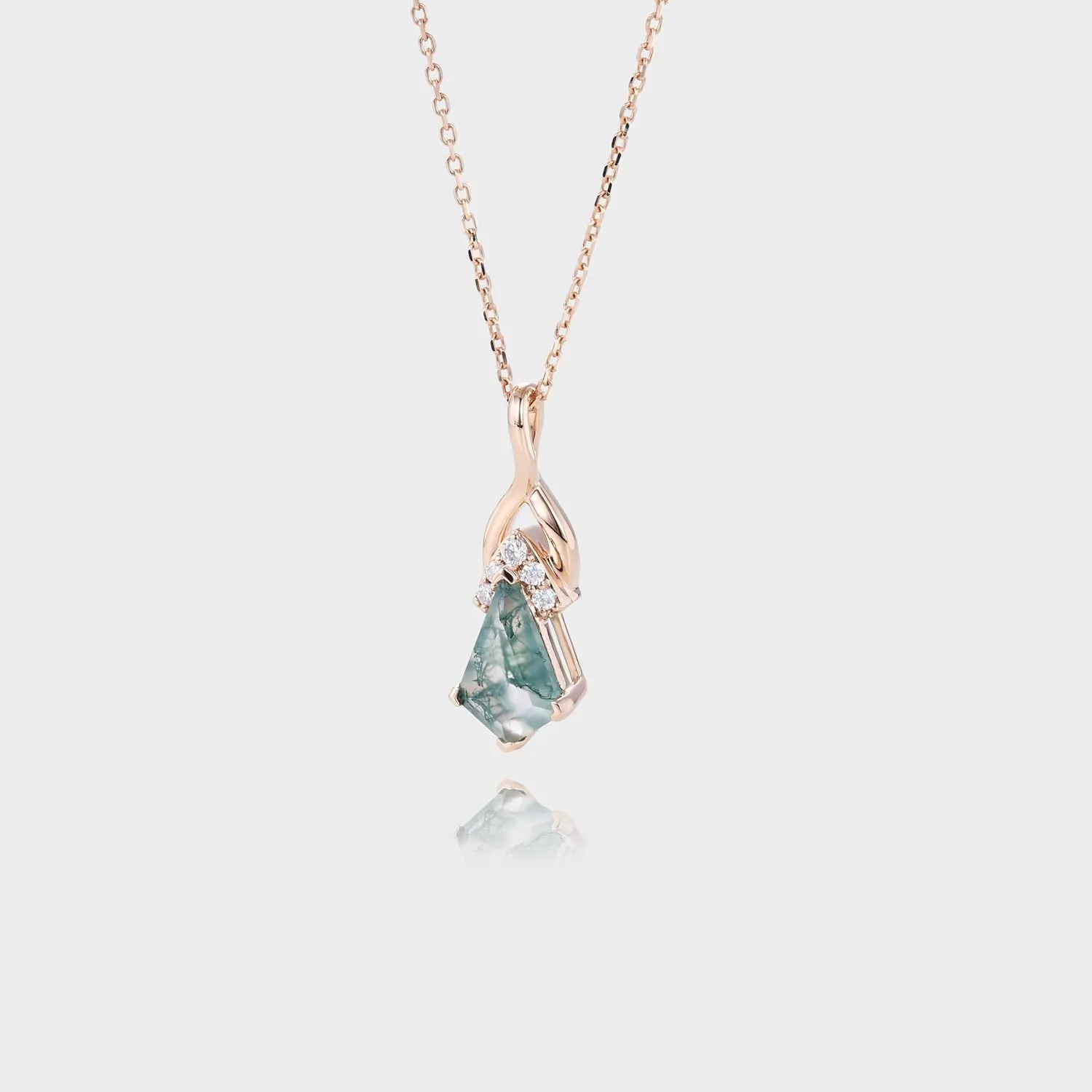 Moss Agate Necklace, 925 Sterling Silver Kite Cut Necklace, Gift For Her