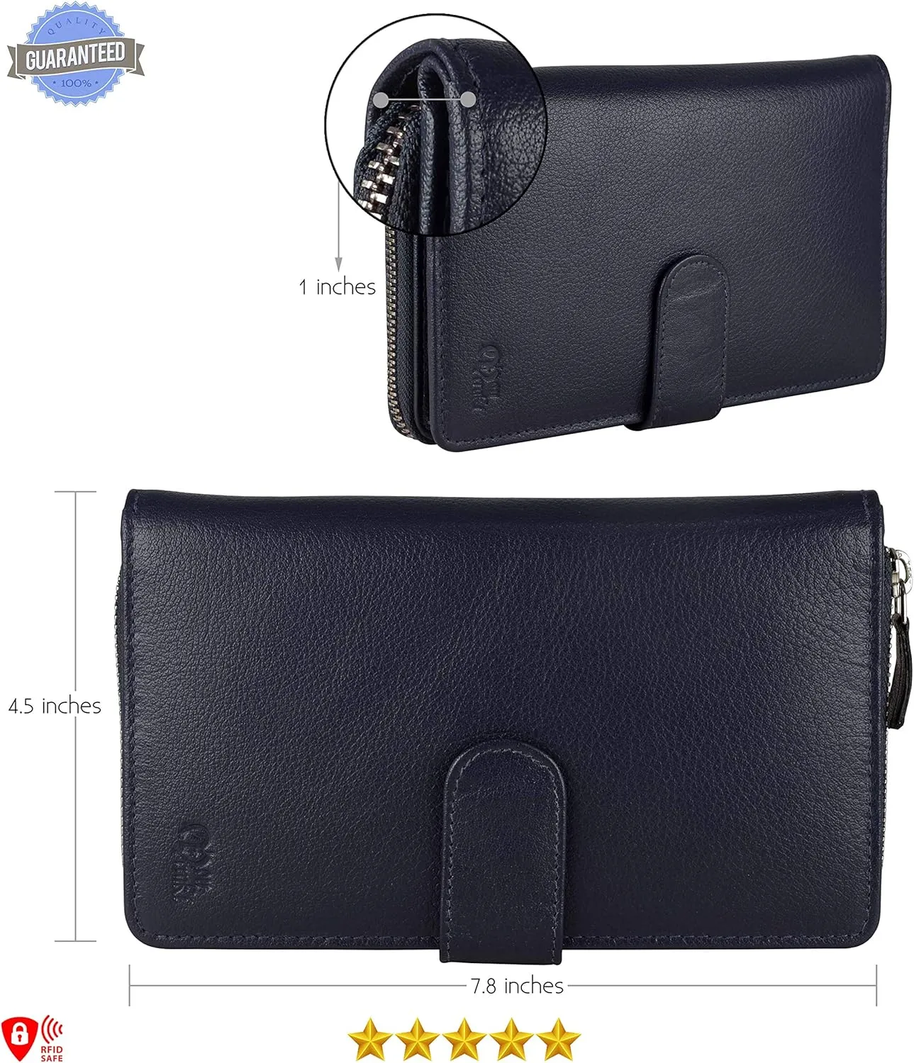 Mou Meraki Big Fat RFID Blocking Leather Organizer Checkbook Wallets For Women - Clutch