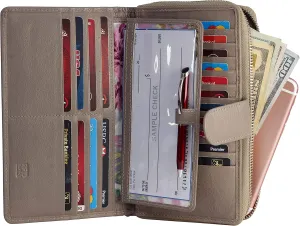 Mou Meraki Big Fat RFID Blocking Leather Organizer Checkbook Wallets For Women - Clutch