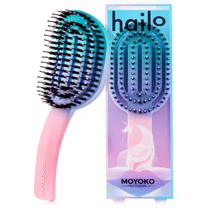 MOYOKO Detangler Brush for Curly, Thick & Straight Hair - Ergonomic Curved Detangling Hairbrush for Women & Girls, Prevents Hair Breakage, Wet & Dry Hairbrush (Unicorn)