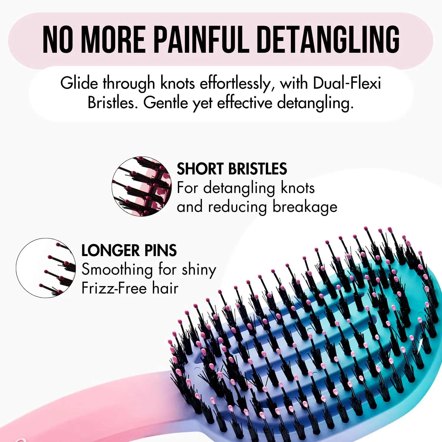 MOYOKO Detangler Brush for Curly, Thick & Straight Hair - Ergonomic Curved Detangling Hairbrush for Women & Girls, Prevents Hair Breakage, Wet & Dry Hairbrush (Unicorn)