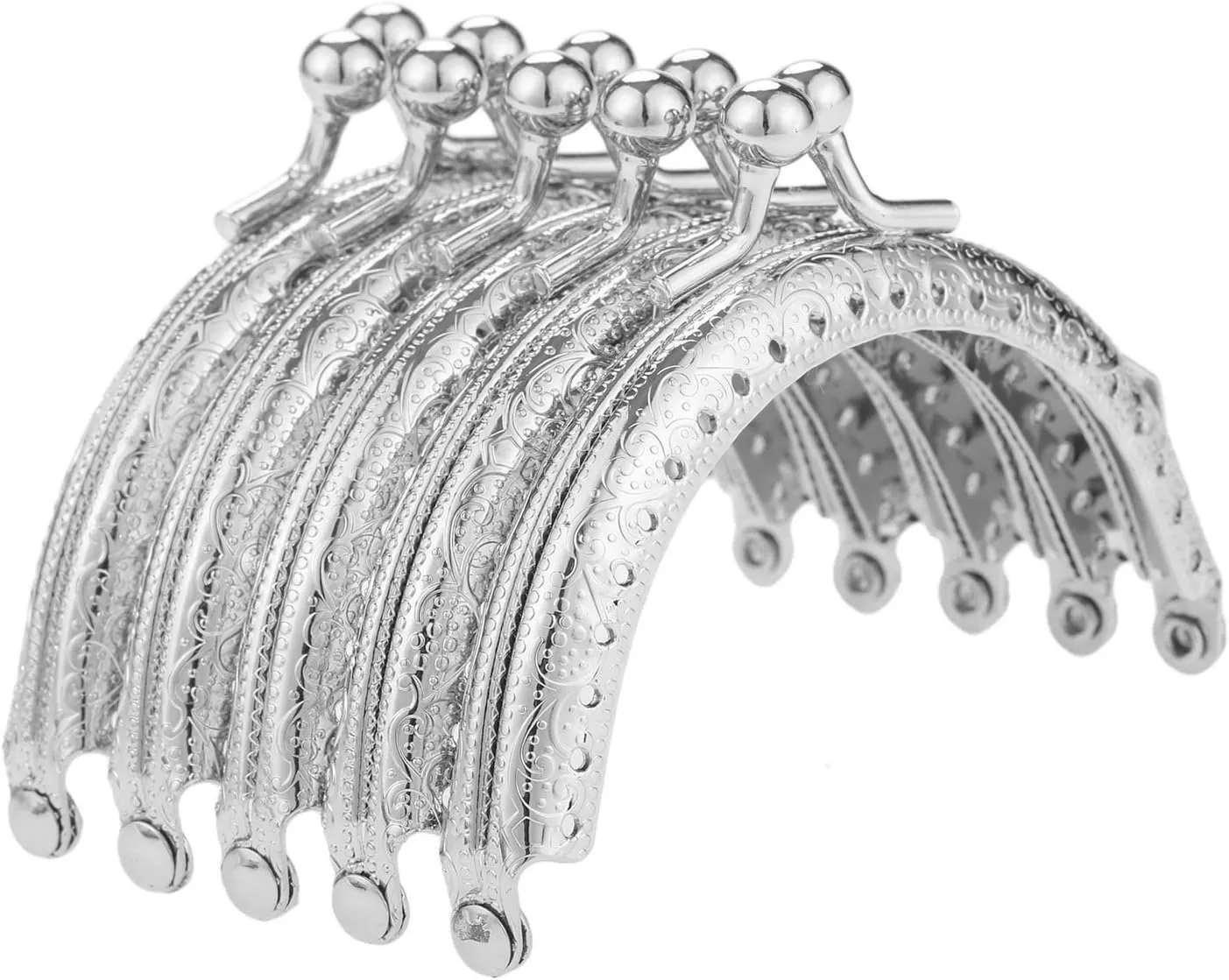 Mtsooning 10PCS Vintage Purse Frame, 3.3 Inch Kiss Clasp Lock, Silver Arch Coin Bag Clasp for Purse Making DIY Handle Bag Sewing Craft