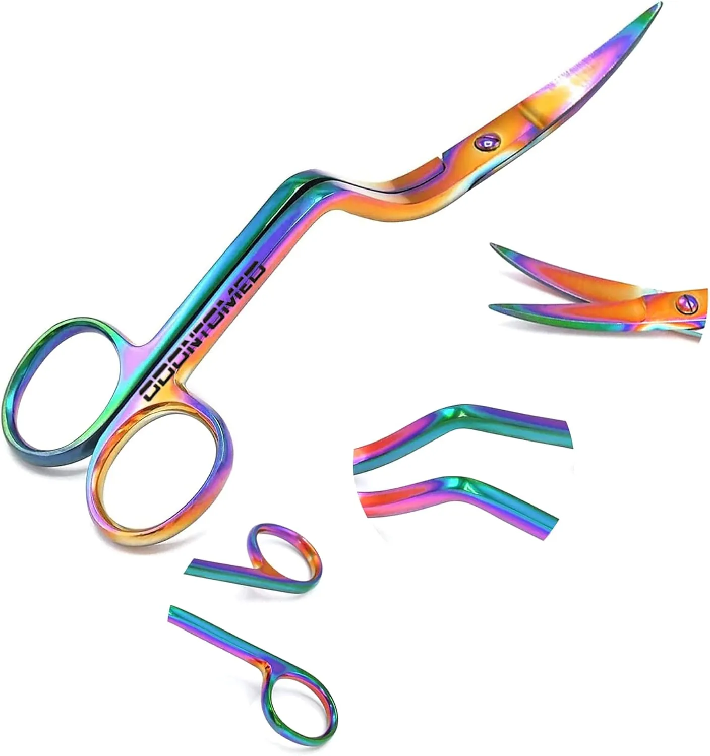 Multi Color Rainbow 6" Double Curve Embroidery and lace making Scissors, Perfect for snipping threads and removing unwanted stitches. By OdontoMed2011