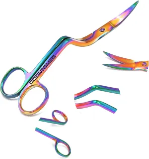 Multi Color Rainbow 6" Double Curve Embroidery and lace making Scissors, Perfect for snipping threads and removing unwanted stitches. By OdontoMed2011