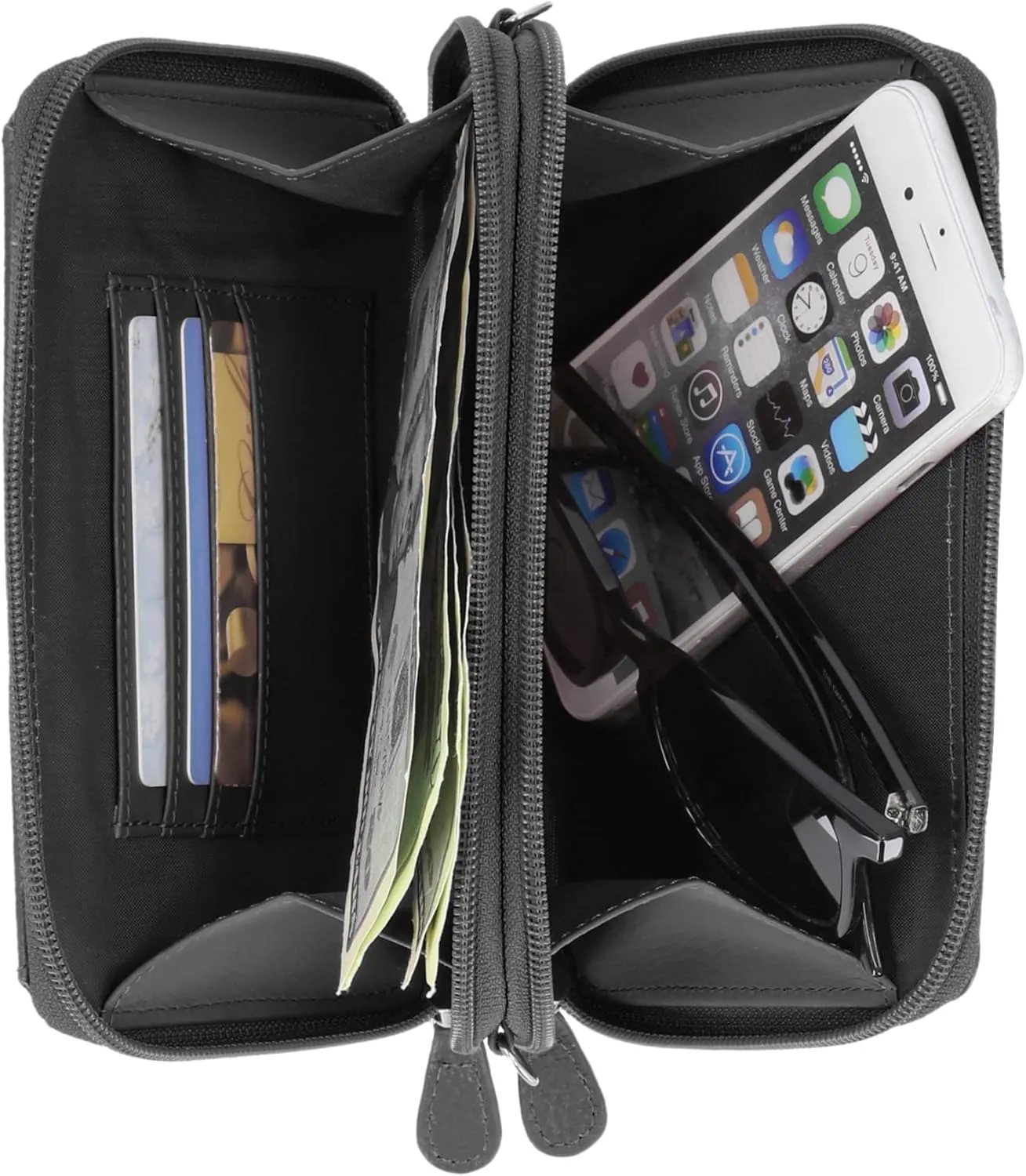 Mundi On The Move RFID Leather Crossbody Wallet For Women With Phone Pocket