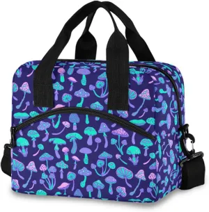 Mushroom Lunch Bag Lunch Box for Man and Women, Large Capacity Crossbody Insulated Lunch Bag Reusable Cooler Bag