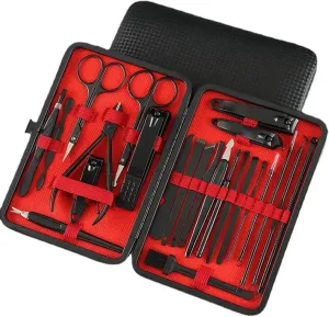 Nail Clippers Set of 24 Stainless Steel Nail Clippers, Eyebrow Tweezer, Acne Needle, Scissors, Pliers, Pedicure Knife, Tools for Removing Dead Skin of Nails Manicure Kit