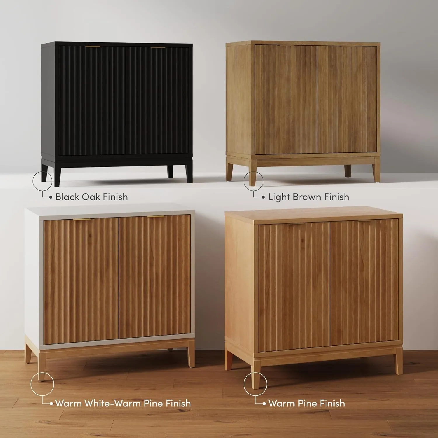 Nathan James Jasper Modern Sideboard, Kitchen Storage Cabinet with Fluted Doors, Accent Storage for Kitchen or Living Room, White/Warm Pine