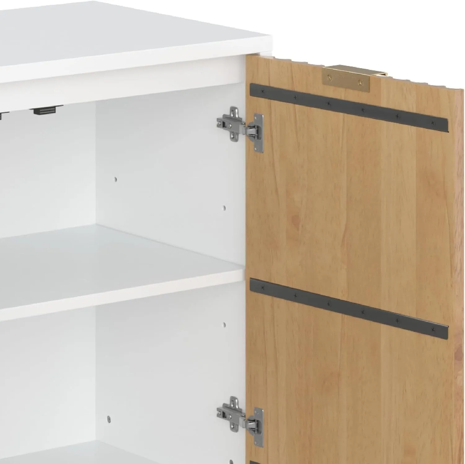 Nathan James Jasper Modern Sideboard, Kitchen Storage Cabinet with Fluted Doors, Accent Storage for Kitchen or Living Room, White/Warm Pine
