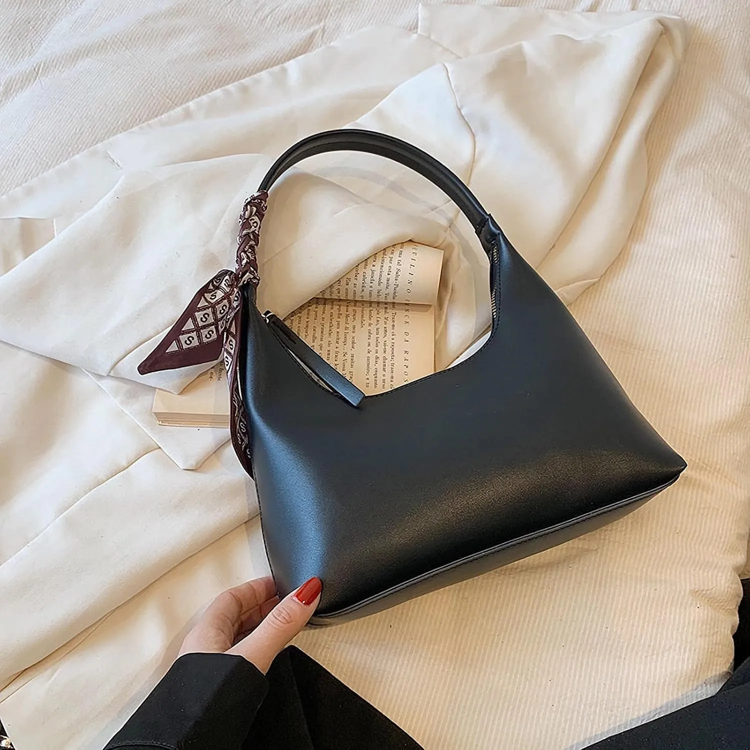 NEBIL Shoulder Bags for Women Trendy Leather Handbag,Small Clutch Hobo Bag Shoulder Purses With Zipper Closure