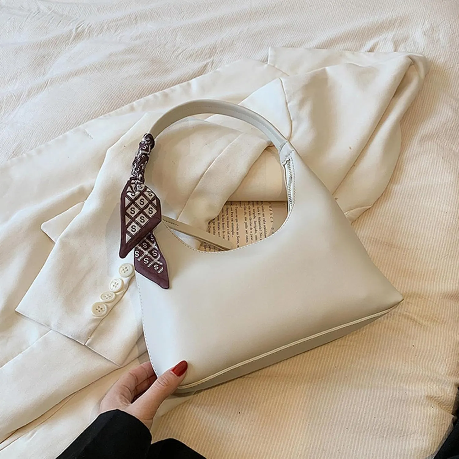 NEBIL Shoulder Bags for Women Trendy Leather Handbag,Small Clutch Hobo Bag Shoulder Purses With Zipper Closure