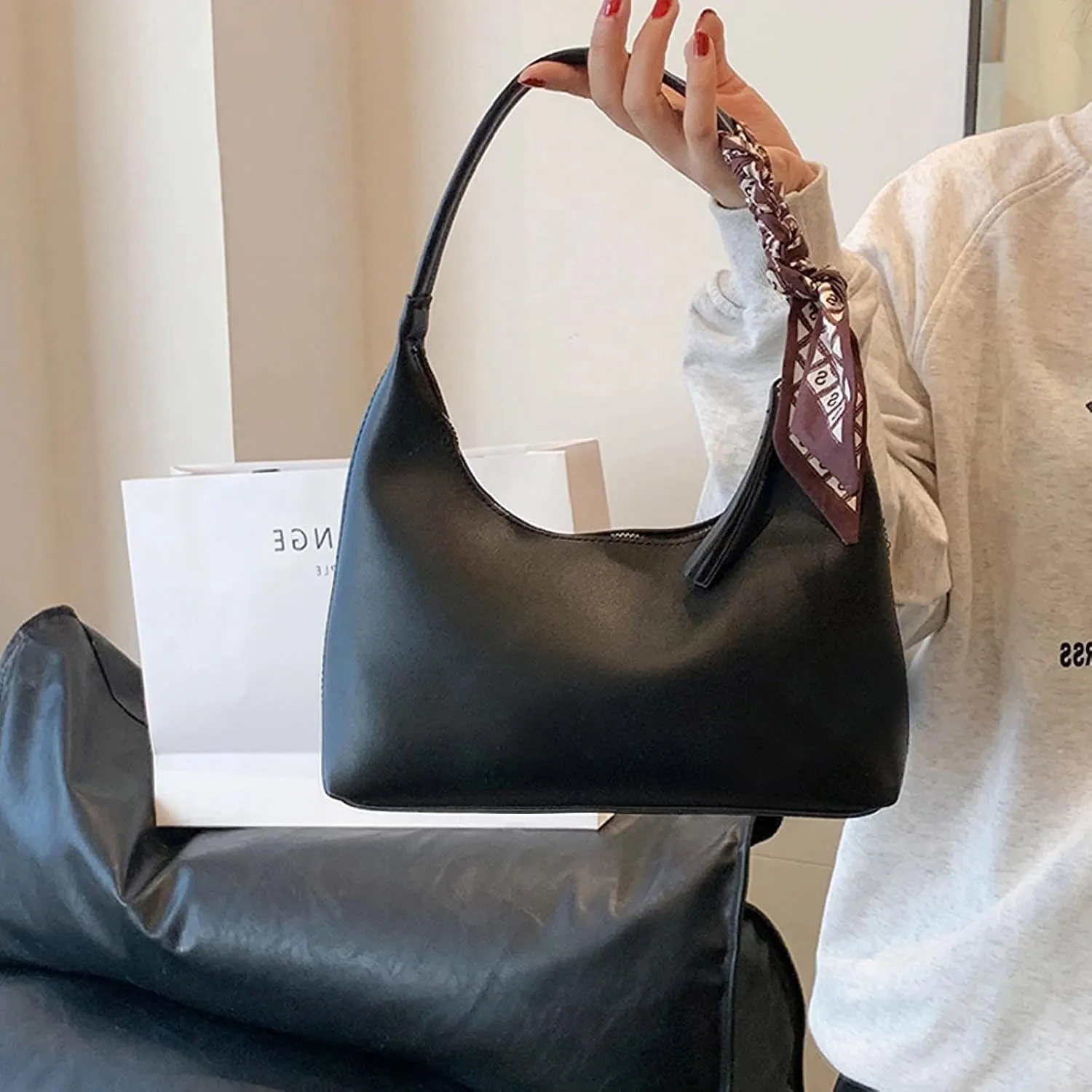 NEBIL Shoulder Bags for Women Trendy Leather Handbag,Small Clutch Hobo Bag Shoulder Purses With Zipper Closure