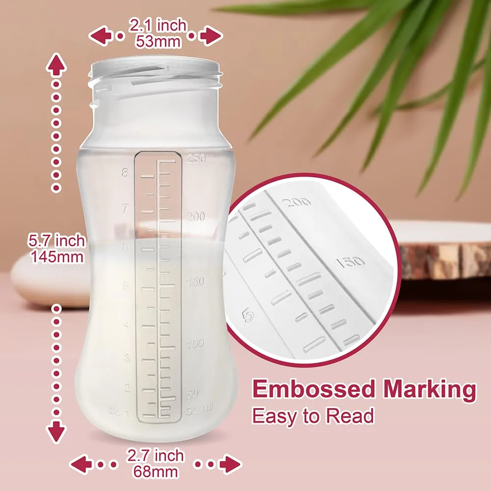 Nenesupply Silicone Baby Bottles Newborn Feeding Bottles Slow Flow Breastfeeding Bottle for Breastfed Babies Wide Neck 8oz Anti Colic Level 2 Nipple for 1  Month Infant Replace Spectra Bottle Pumping