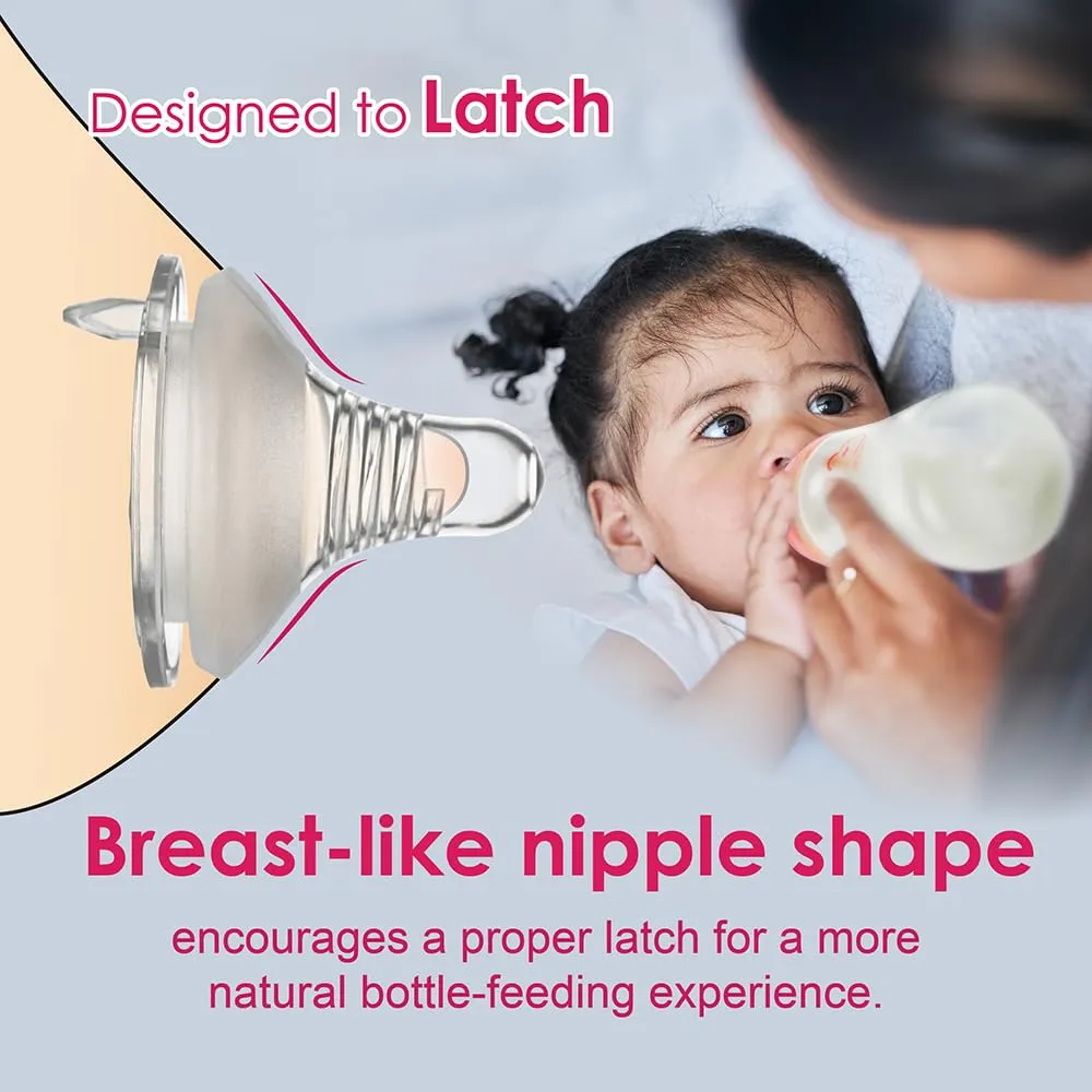 Nenesupply Silicone Baby Bottles Newborn Feeding Bottles Slow Flow Breastfeeding Bottle for Breastfed Babies Wide Neck 8oz Anti Colic Level 2 Nipple for 1  Month Infant Replace Spectra Bottle Pumping