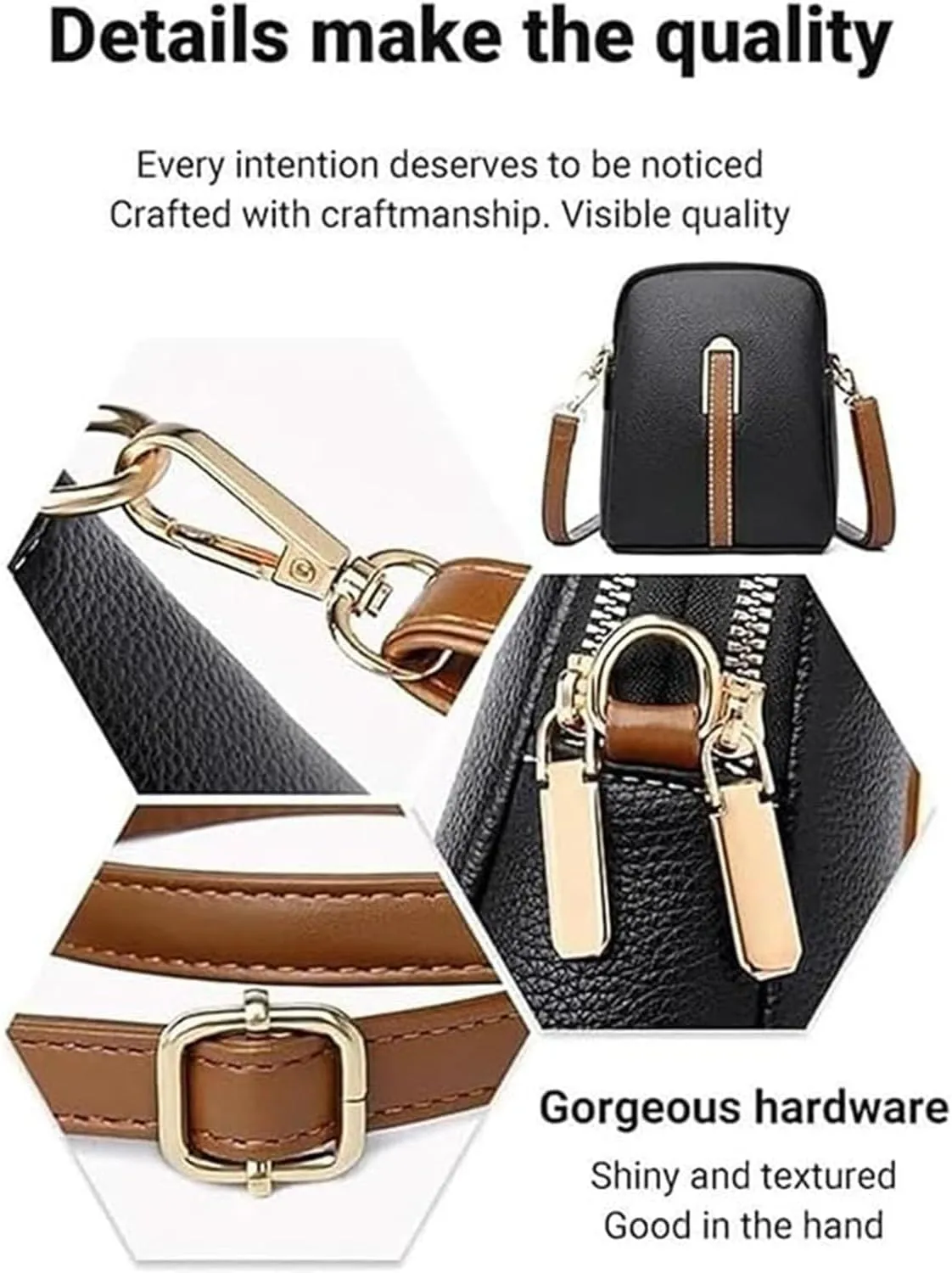 New Lychee Grain Leather Phone Bag,Cell Phone Purse Crossbody, Mini Stylish Lychee Pattern Shoulder Bag