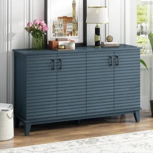 NicBex 60" Accent Storage Cabinet with 4 Doors, Metal Handles & Legs and Adjustable Shelves Modern Kitchen Cabinet Buffet Cabinet for Living Room, Kitchen, Office,Hallway,Navy