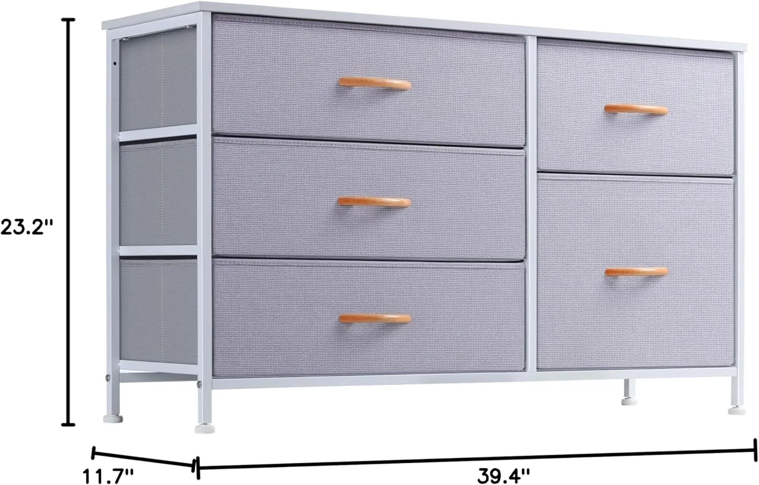 Nicehill Dresser for Bedroom with 5 Drawers, Storage Drawer Organizer, Wide Chest of Drawers for Closet, Clothes, Kids, Nursery, TV Stand with Storage Drawers, Wood Board, Fabric Drawers