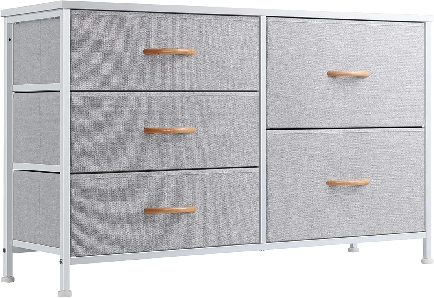 Nicehill Dresser for Bedroom with 5 Drawers, Storage Drawer Organizer, Wide Chest of Drawers for Closet, Clothes, Kids, Nursery, TV Stand with Storage Drawers, Wood Board, Fabric Drawers