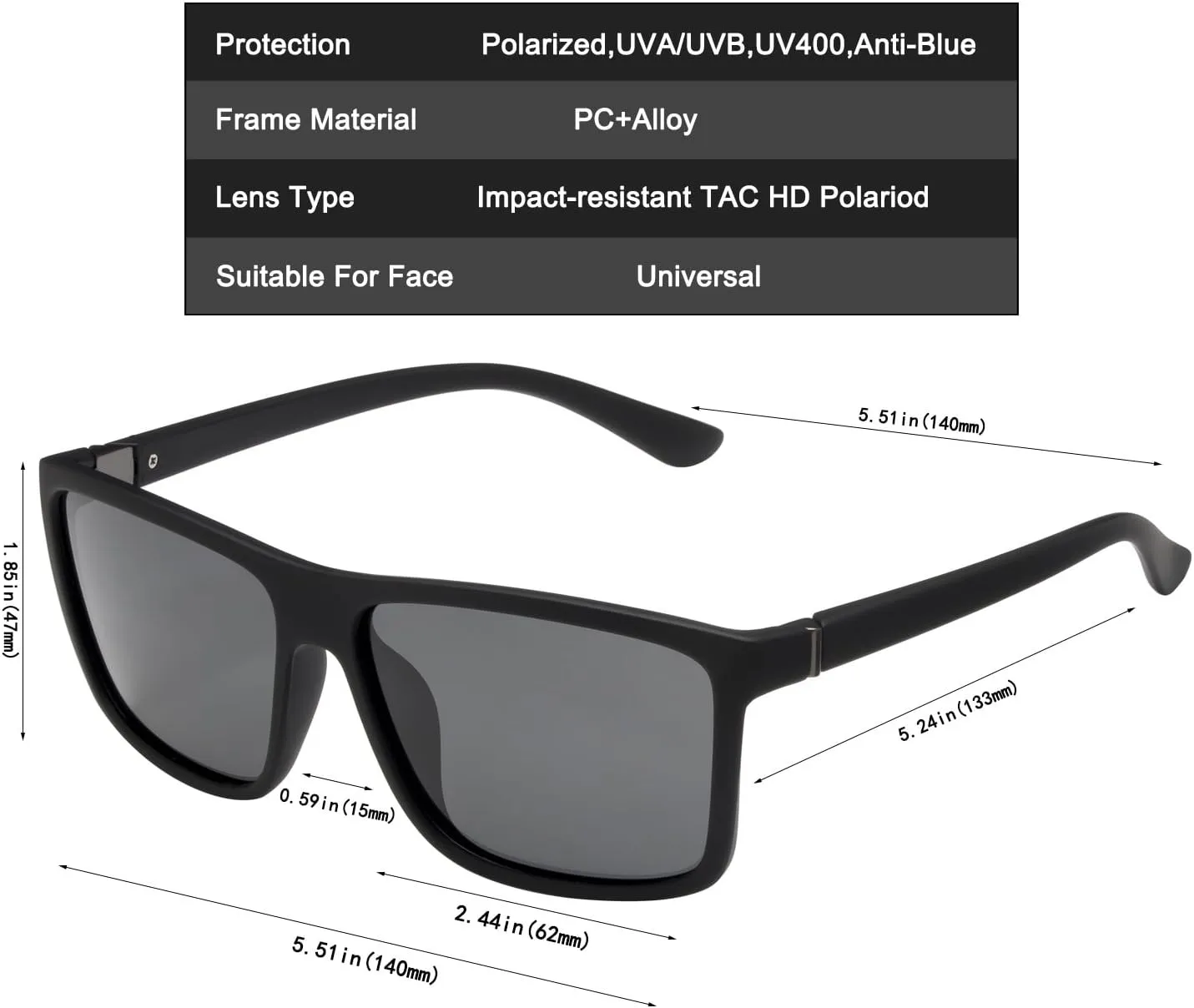 NIEEPA Men's Sports Polarized Sunglasses Square Frame Glasses NP1007