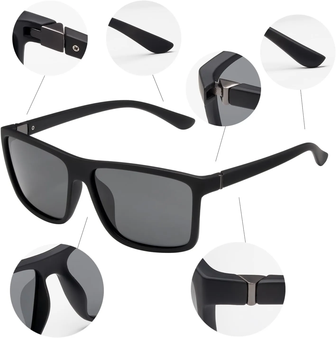 NIEEPA Men's Sports Polarized Sunglasses Square Frame Glasses NP1007