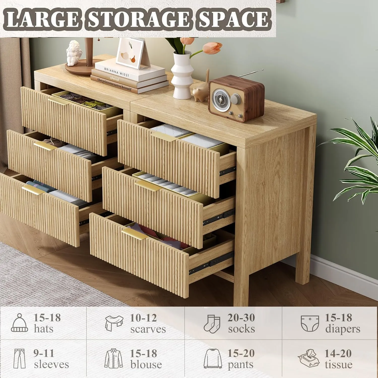 Nightstand, Small Nightstand for Bedroom, Modern Bedside Table with Wooden Frame, Dresser with 3 Drawers, Bedside Furniture, Night Stand, Natural