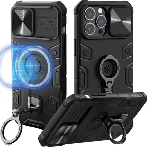 Nillkin [2022 Upgraded iPhone 13 Pro Max Case [Compatible with MagSafe] [Slide Camera Cover] [Multifunctional Kickstand] Heavy Duty Protection Armor Case for iPhone 13 Pro Max 6.7'' Black