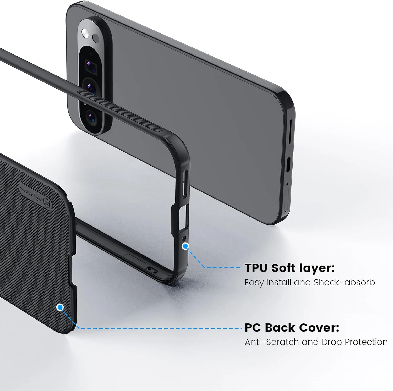 Nillkin for Google Pixel 9 Pro Magnetic Case, Compatible with Magsafe, Pixel 9 / Pixel 9 Pro 5G Phone Case Slim 6.34 inch Black