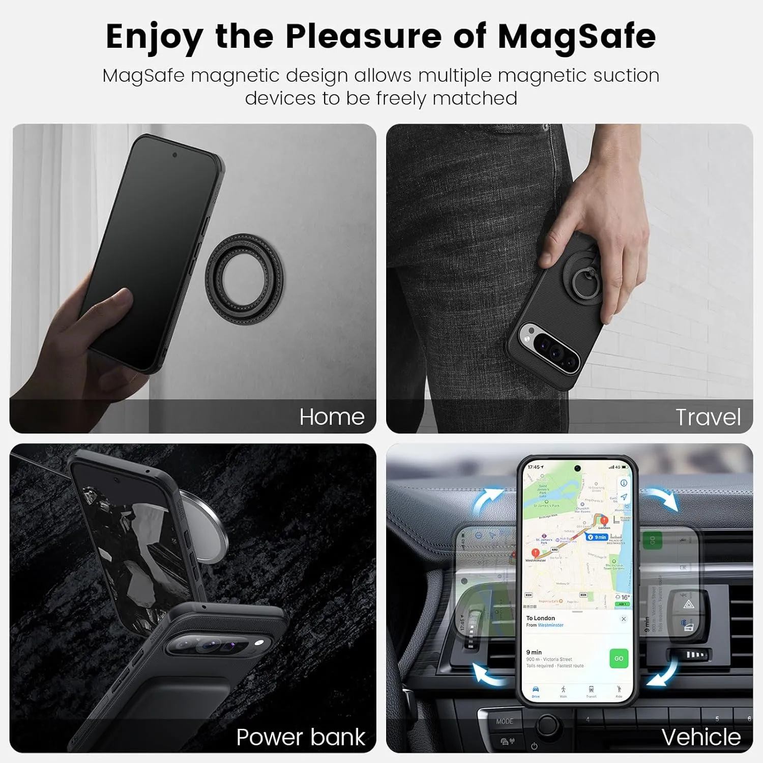 Nillkin for Google Pixel 9 Pro Magnetic Case, Compatible with Magsafe, Pixel 9 / Pixel 9 Pro 5G Phone Case Slim 6.34 inch Black