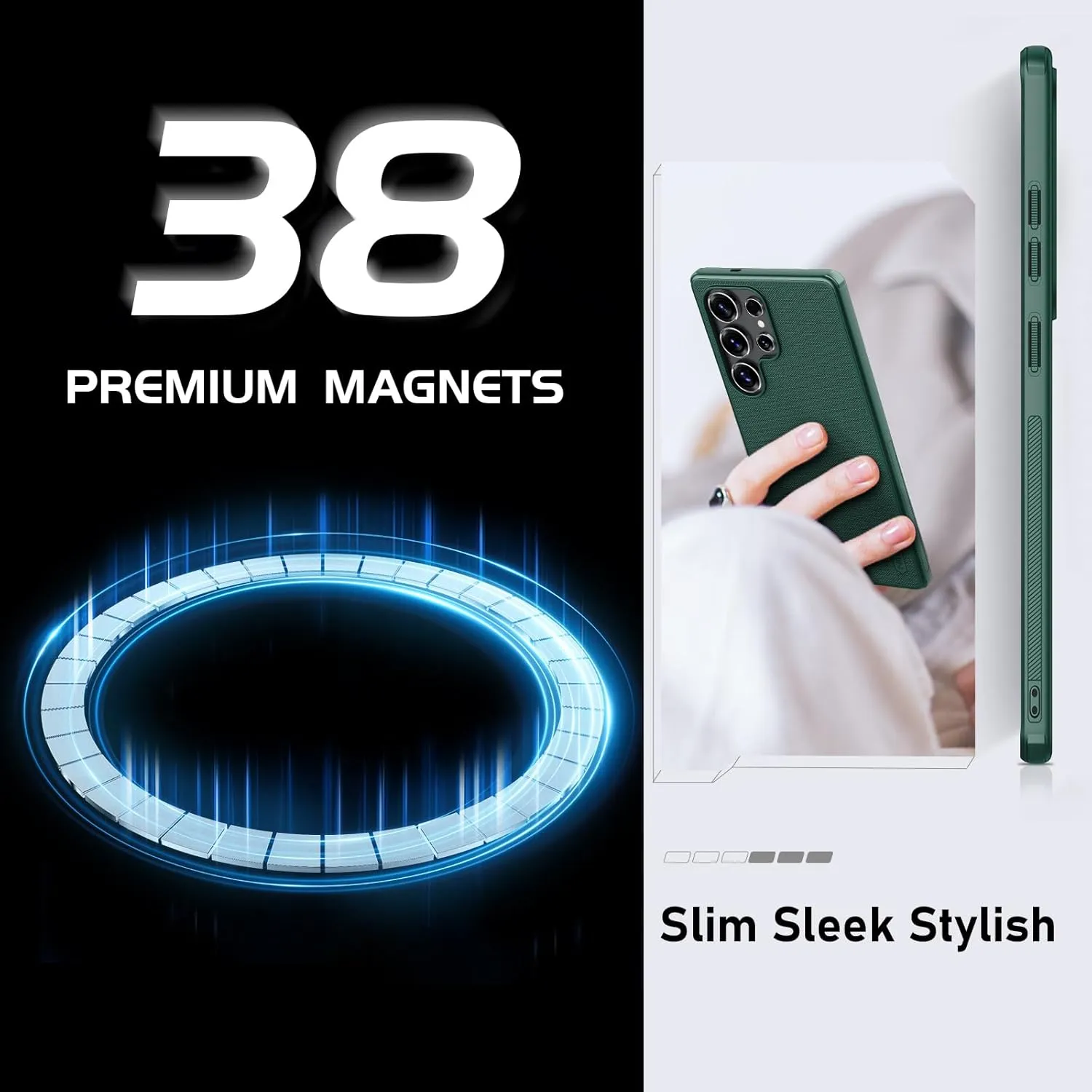 Nillkin Frosted Shield Magnetic Case for Samsung Galaxy S25 Ultra, Compatible with Magsafe, Galaxy S25 Ultra 5G Slim Phone Case Shockproof 6.86 inch (Green)