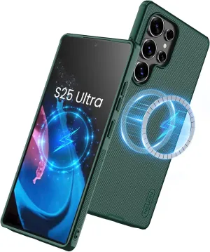 Nillkin Frosted Shield Magnetic Case for Samsung Galaxy S25 Ultra, Compatible with Magsafe, Galaxy S25 Ultra 5G Slim Phone Case Shockproof 6.86 inch (Green)