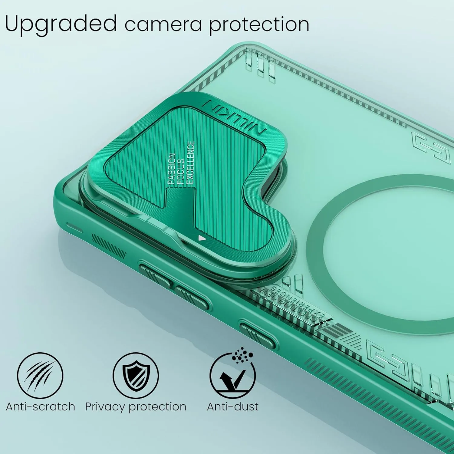 Nillkin Magnetic for Galaxy S25 Ultra Case Clear, Compatible with Magsafe, Never Yellow & Biodegradable Material, Translucent Case with Kickstand & Camera Cover for Samsung Galaxy S25 Ultra, Green