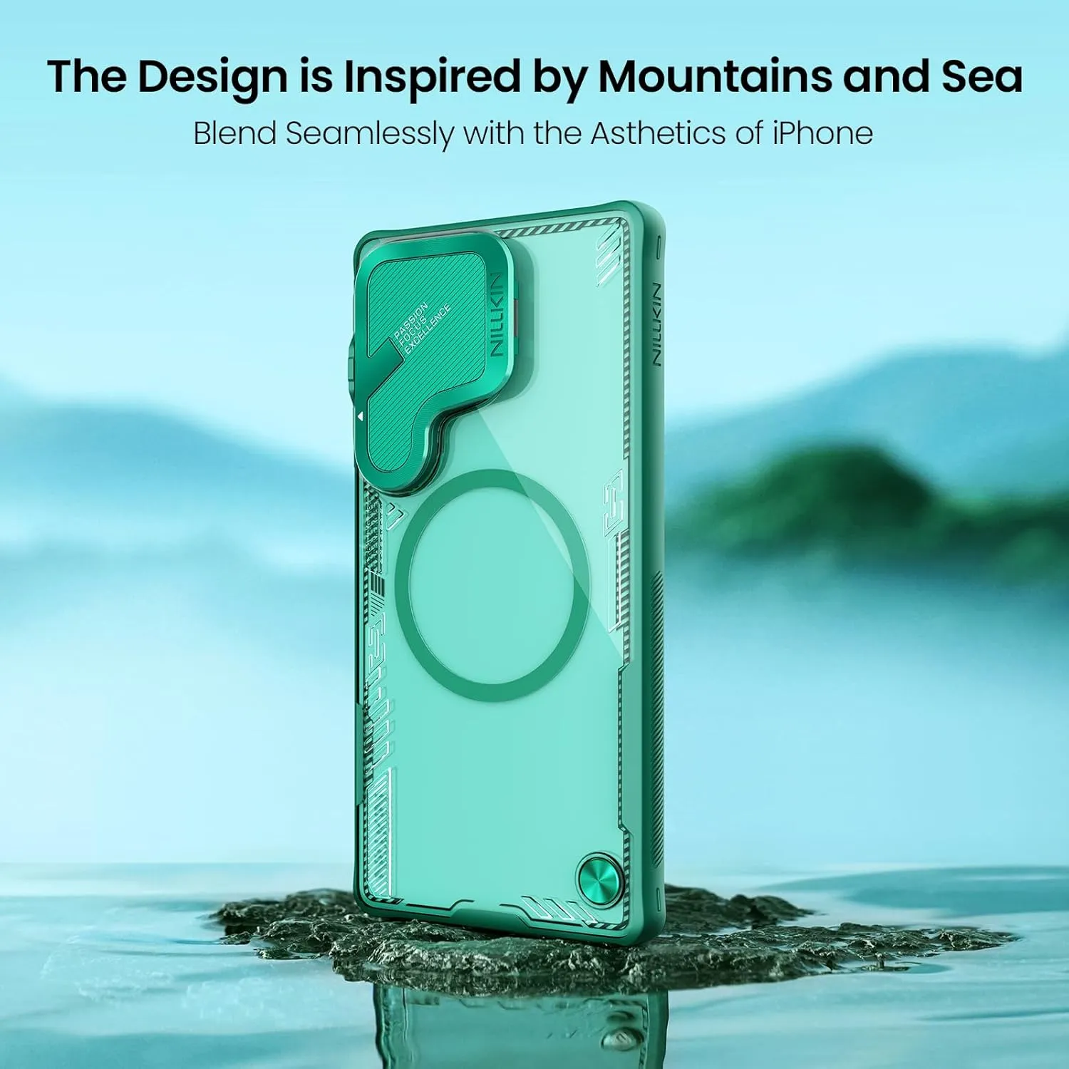 Nillkin Magnetic for Galaxy S25 Ultra Case Clear, Compatible with Magsafe, Never Yellow & Biodegradable Material, Translucent Case with Kickstand & Camera Cover for Samsung Galaxy S25 Ultra, Green