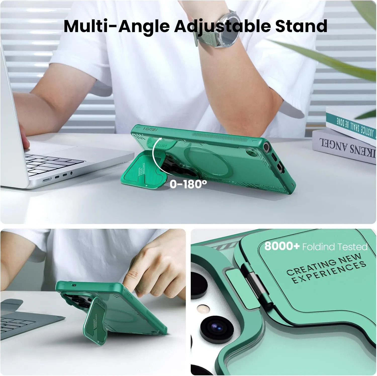 Nillkin Magnetic for Galaxy S25 Ultra Case Clear, Compatible with Magsafe, Never Yellow & Biodegradable Material, Translucent Case with Kickstand & Camera Cover for Samsung Galaxy S25 Ultra, Green