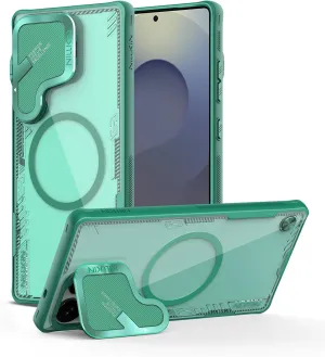 Nillkin Magnetic for Galaxy S25 Ultra Case Clear, Compatible with Magsafe, Never Yellow & Biodegradable Material, Translucent Case with Kickstand & Camera Cover for Samsung Galaxy S25 Ultra, Green