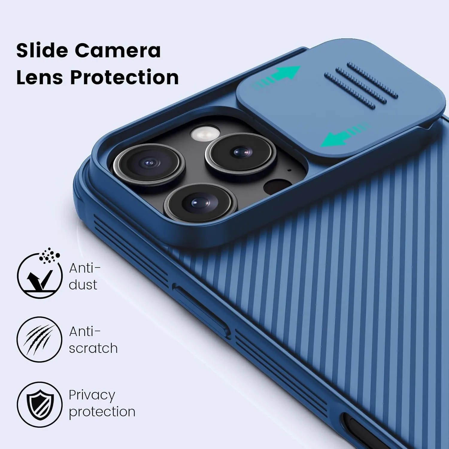 Nillkin Magnetic for iPhone 16 Pro Case, Upgraded Slide Camera Cover, Compatible with Magsafe, Slim Shockproof Protective Phone Case for 16 Pro 6.3 inch, Blue
