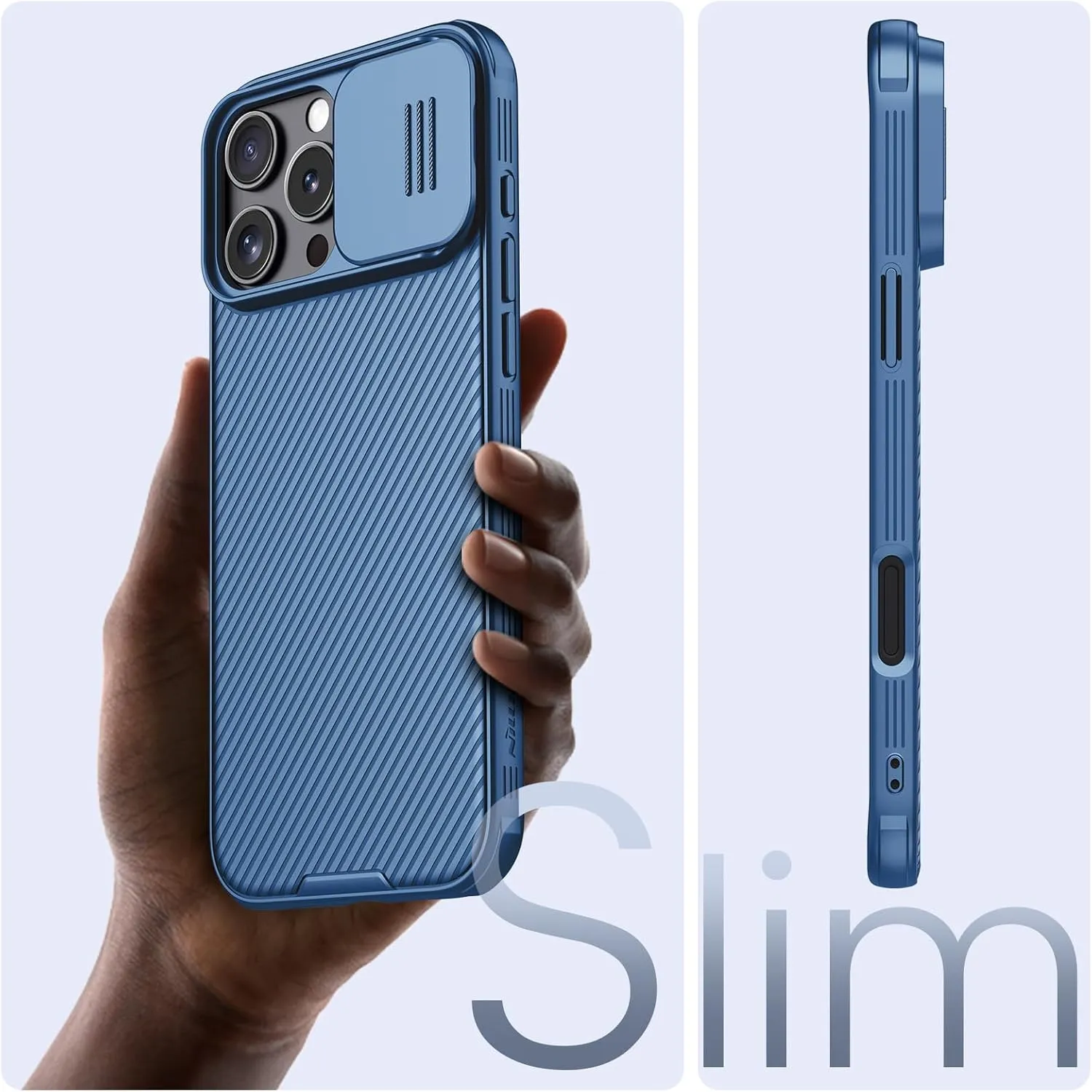 Nillkin Magnetic for iPhone 16 Pro Case, Upgraded Slide Camera Cover, Compatible with Magsafe, Slim Shockproof Protective Phone Case for 16 Pro 6.3 inch, Blue