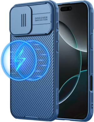 Nillkin Magnetic for iPhone 16 Pro Case, Upgraded Slide Camera Cover, Compatible with Magsafe, Slim Shockproof Protective Phone Case for 16 Pro 6.3 inch, Blue