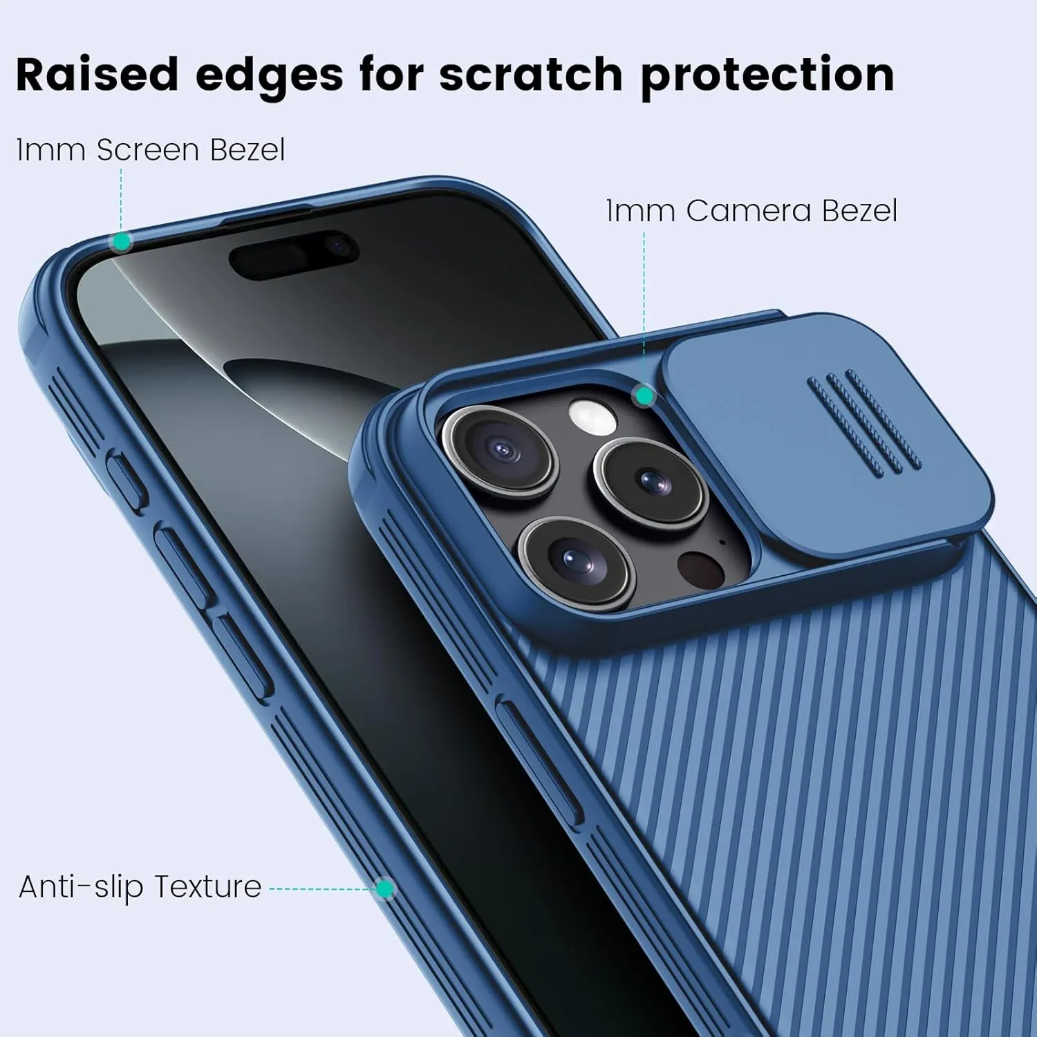 Nillkin Magnetic for iPhone 16 Pro Case, Upgraded Slide Camera Cover, Compatible with Magsafe, Slim Shockproof Protective Phone Case for 16 Pro 6.3 inch, Blue