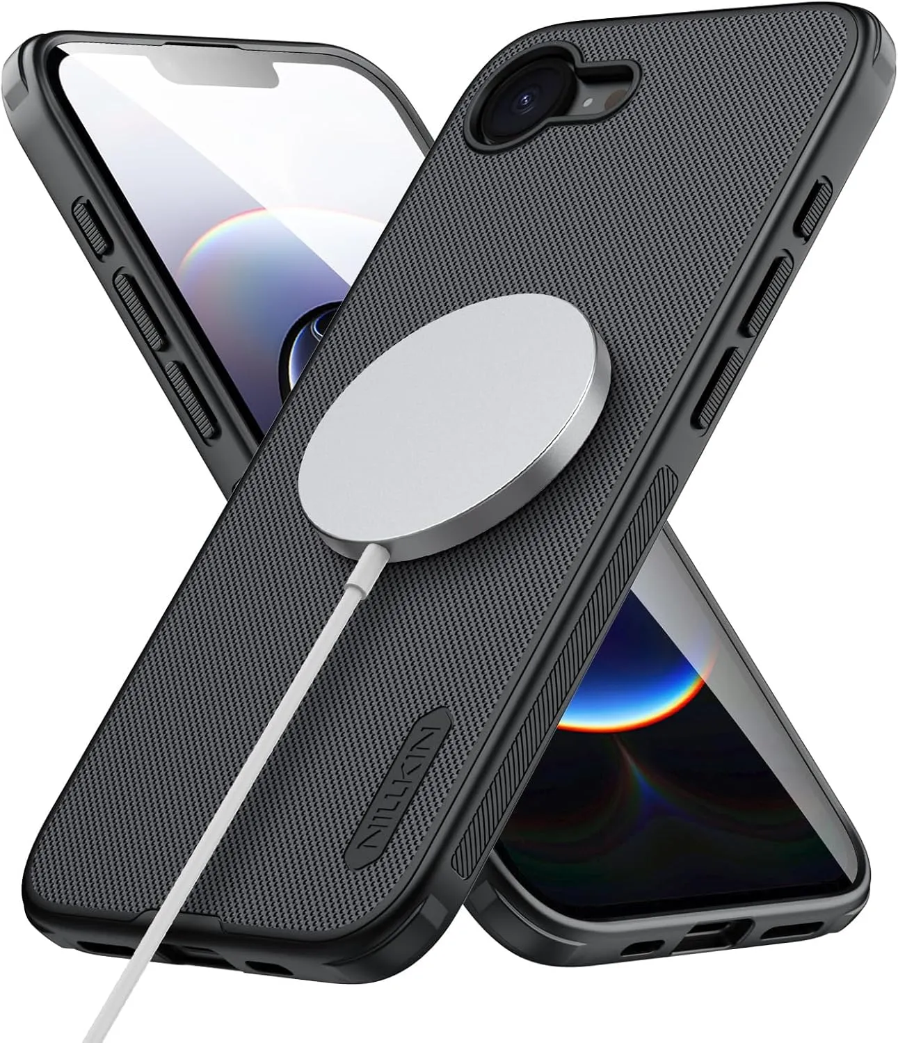 Nillkin Magnetic for iPhone 16E Case 6.1'' 2025, Compatible with MagSafe, Military Grade Drop Tested, Shockproof Slim Fit iPhone 16 E, Frosted Shield Pro for 16E Case Magsafe, Black