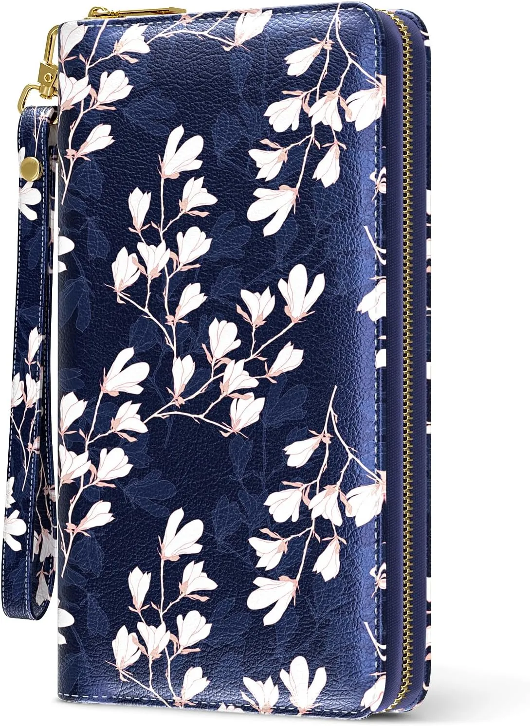 Nipichsha Womens Wallet, RFID Wristlet Wallet for Women, Cute Ladies Purse, Large Credit Card Clutch Purse, Leather Card Holder Wallets with Zipper & Phone Holder, Abstract Flowers