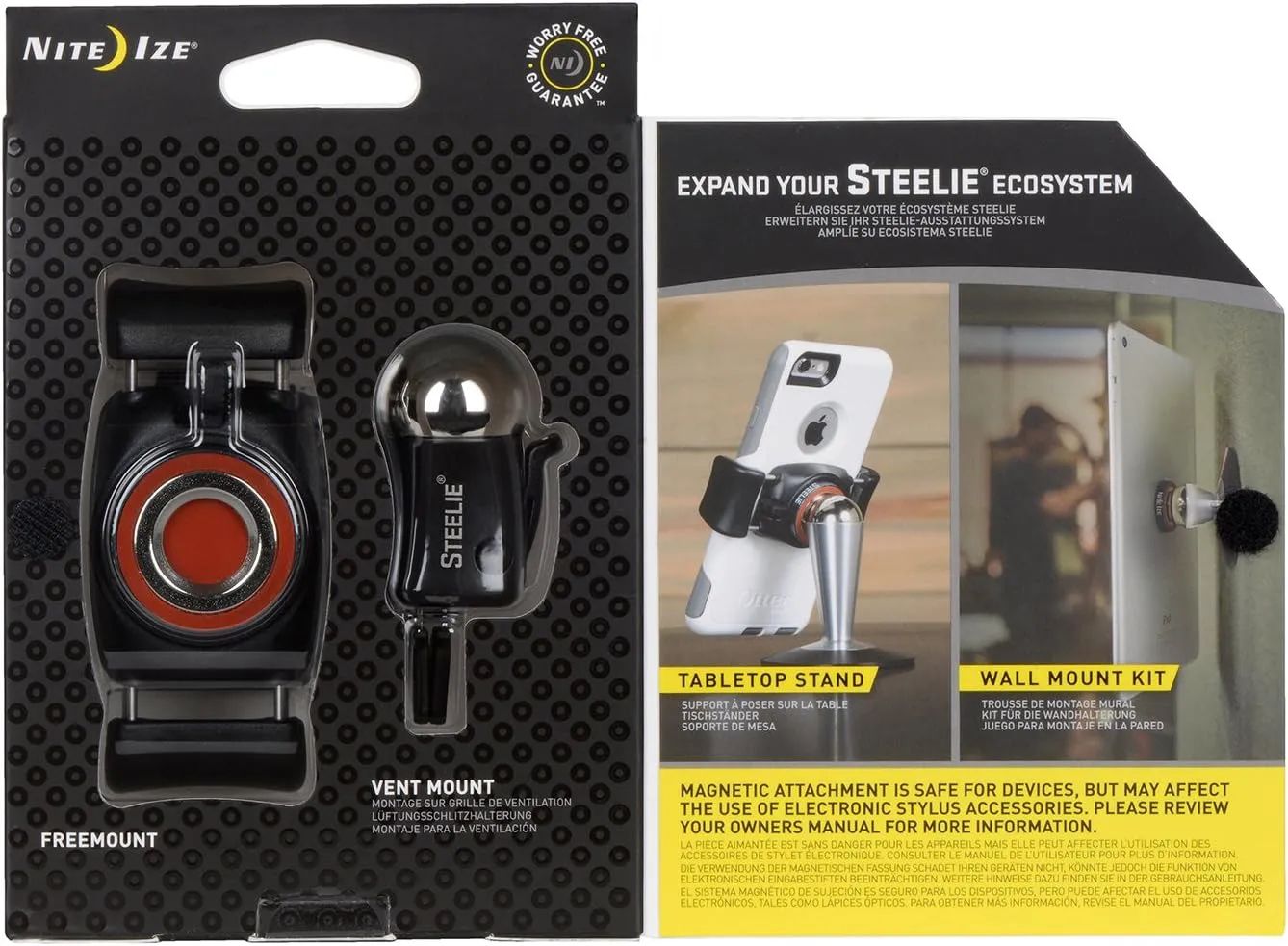 Nite Ize Original Steelie FreeMount Vent Kit - Adjustable Magnetic Bracket   Car Vent Mount for Smartphones