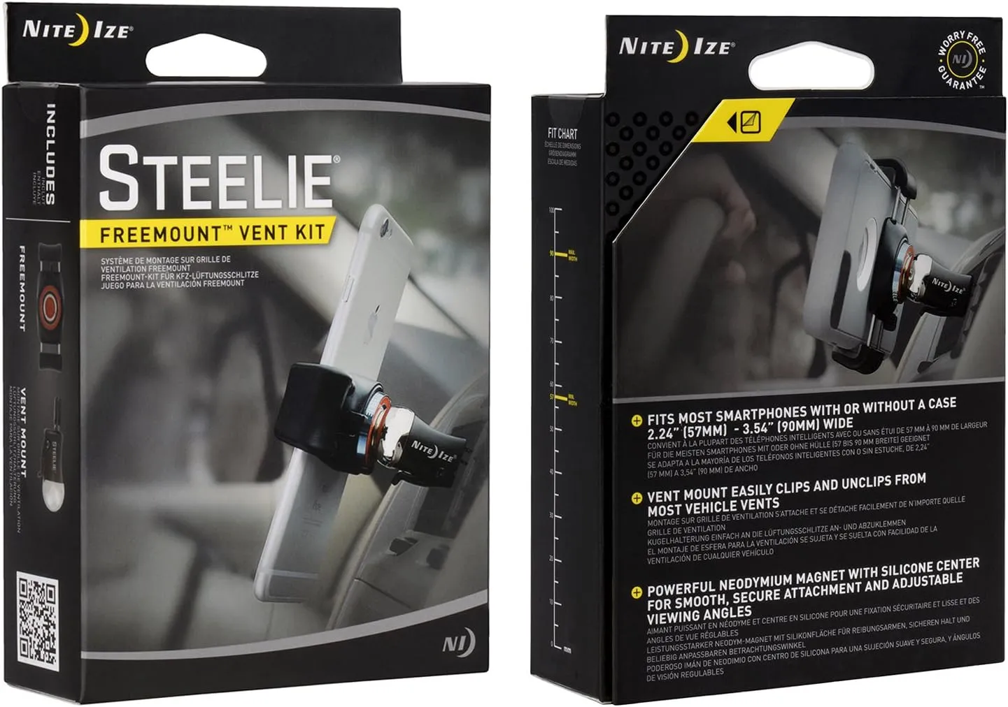 Nite Ize Original Steelie FreeMount Vent Kit - Adjustable Magnetic Bracket   Car Vent Mount for Smartphones