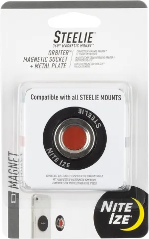 Nite Ize Steelie Orbiter Magnetic Socket and Metal Plate - Car Mobile Phone Holder - Phone Metal Plate - Magnetic Phone Holder - Black