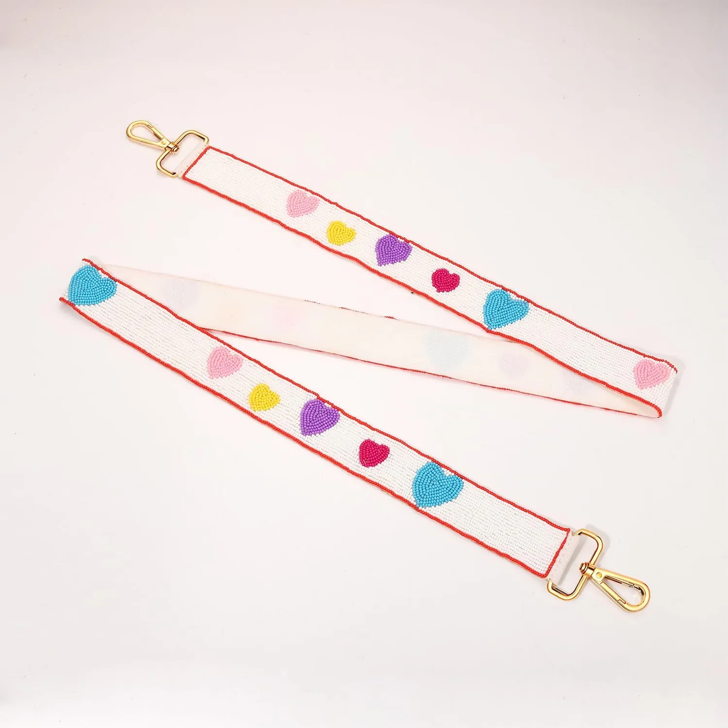 NLCAC Beaded Purse Strap Replacement Crossbody Bag Strap Mardi Gras Valentines Day Holiday Crossbody Strap for Bags