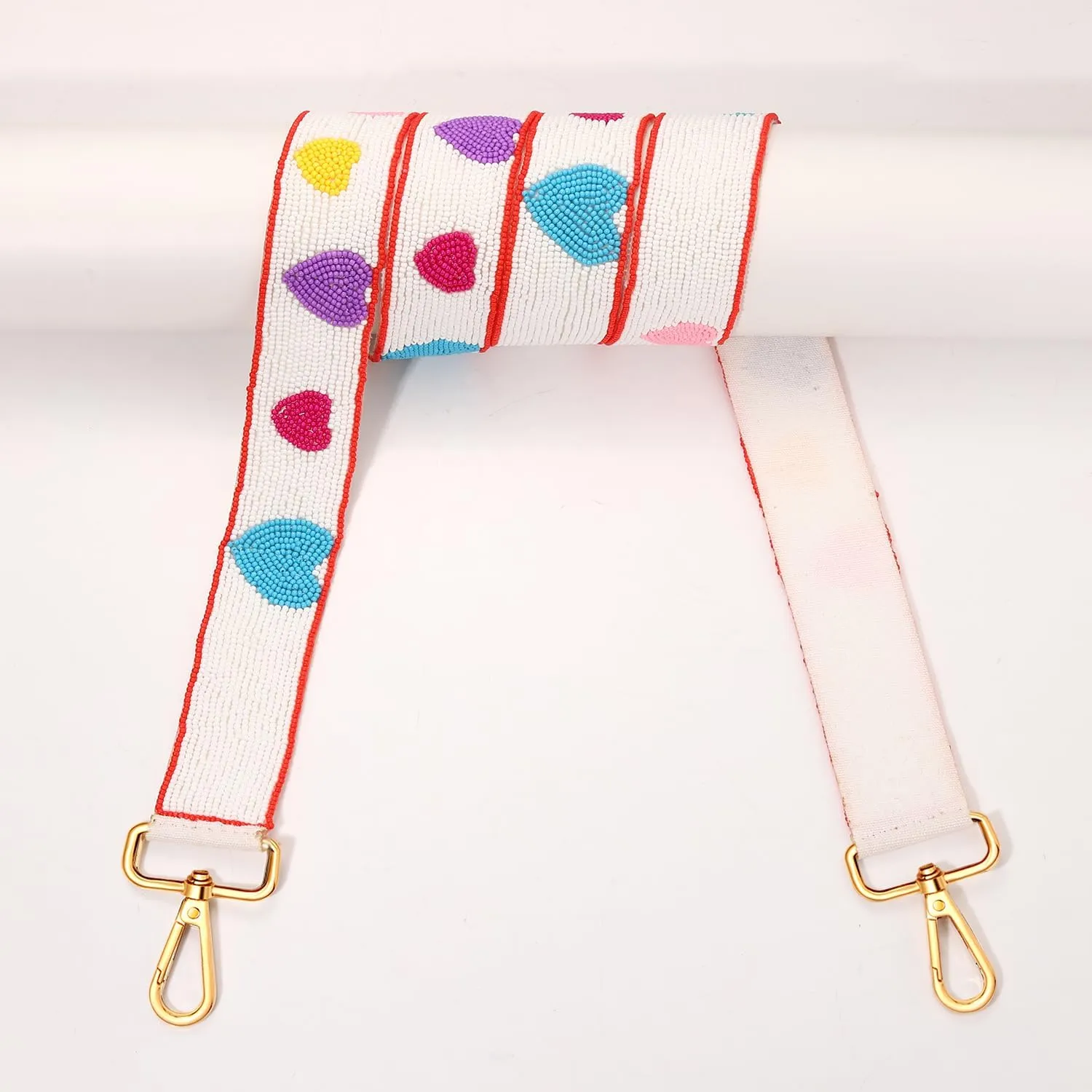 NLCAC Beaded Purse Strap Replacement Crossbody Bag Strap Mardi Gras Valentines Day Holiday Crossbody Strap for Bags