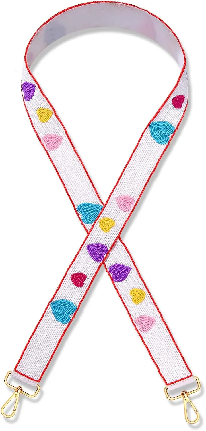 NLCAC Beaded Purse Strap Replacement Crossbody Bag Strap Mardi Gras Valentines Day Holiday Crossbody Strap for Bags